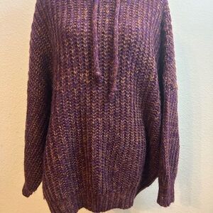 Womens Earthbound Trading Co. Cozy Purple‎ Knit Hooded Sweater Size XL